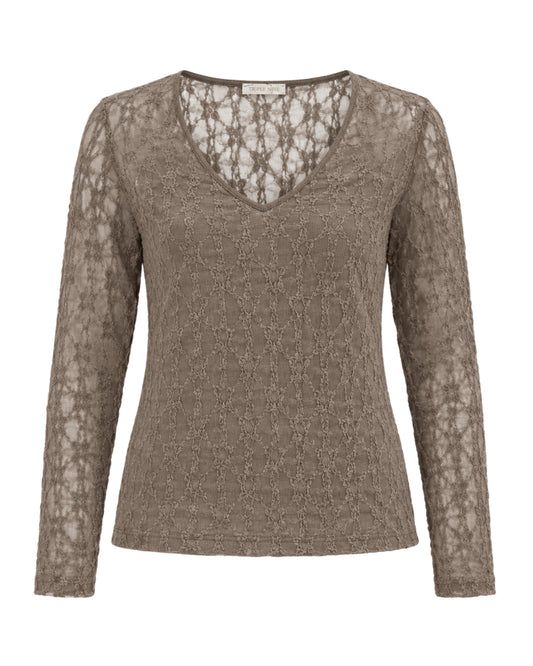Triple Nine - Kanten Top Lucy Taupe - Peet kleding