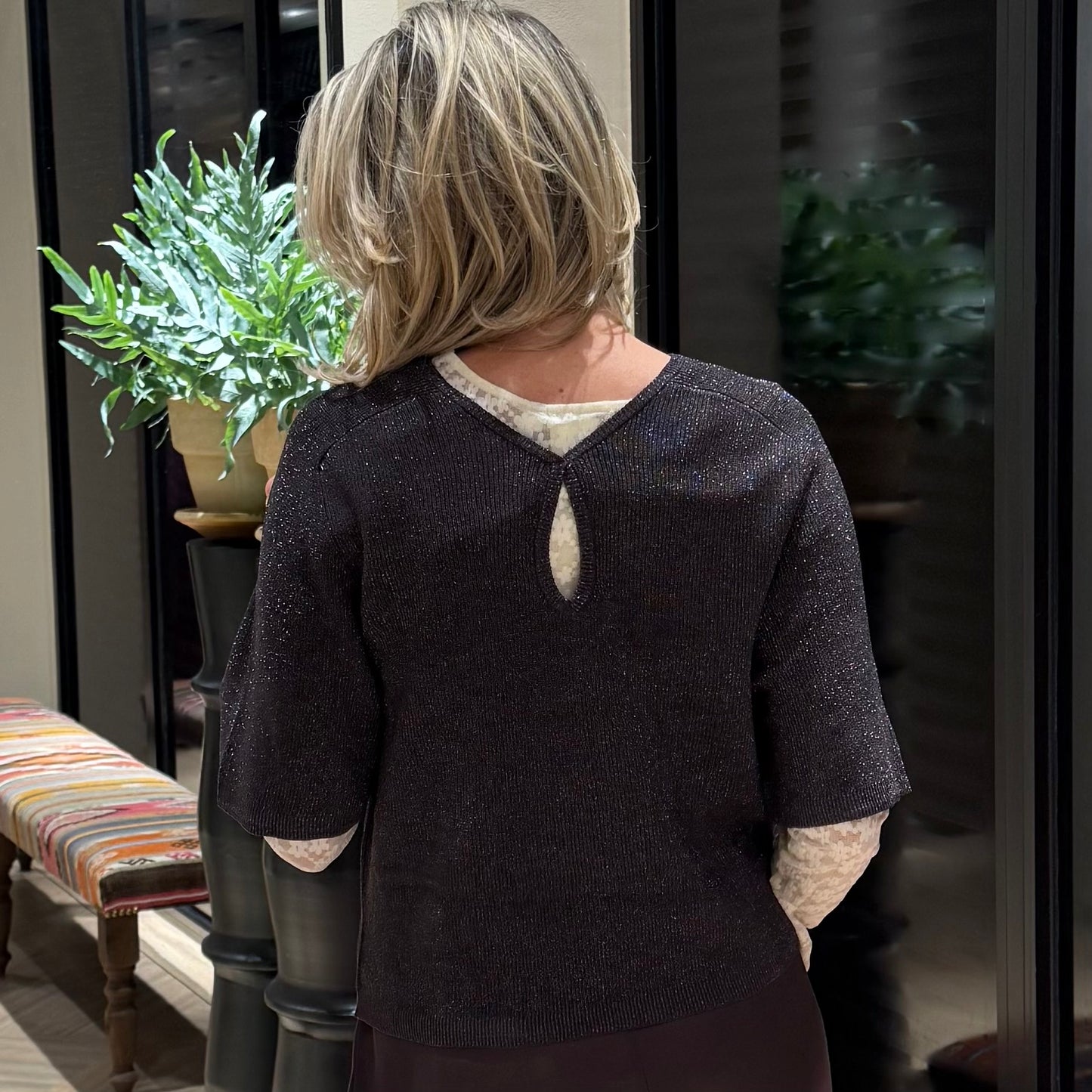 Ichi Top Cody Lurex Bruin - Peet kleding