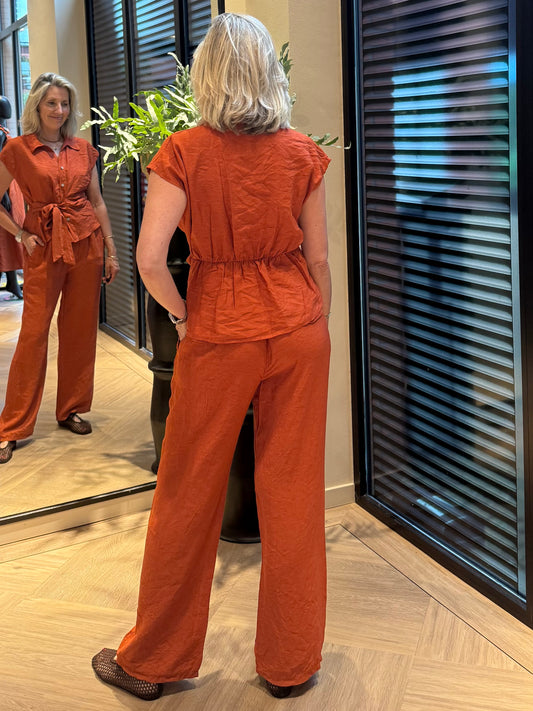 Broek Amy Wide Leg Brique - Peet kleding