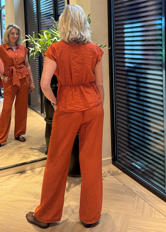 Broek Amy Wide Leg Brique - Peet kleding