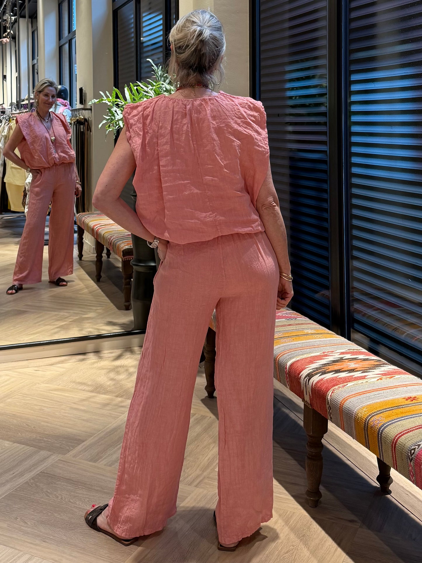 Broek Linnen Fiona Roze - Peet kleding