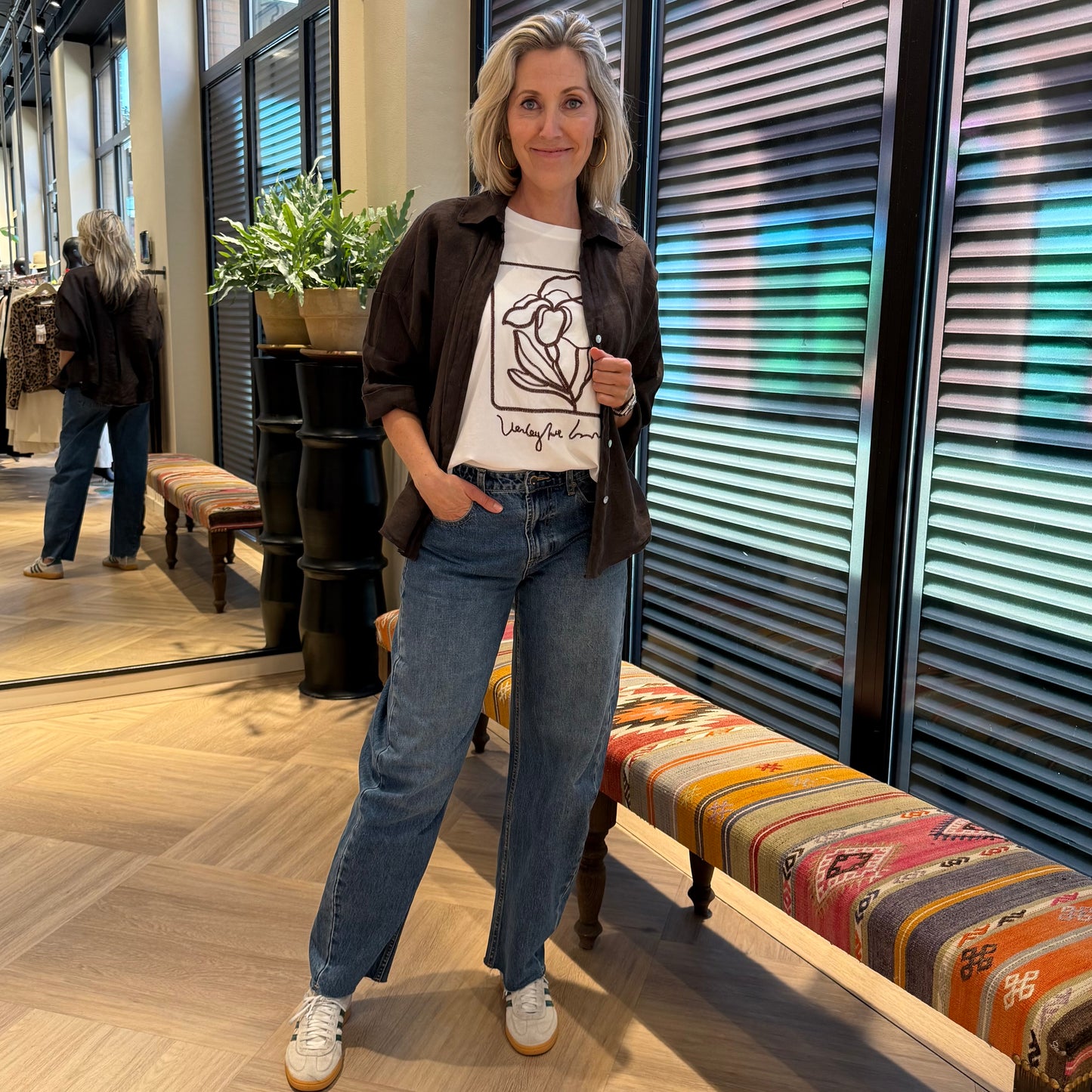 Linnen Blouson Kalinda Donkerbruin - Peet kleding