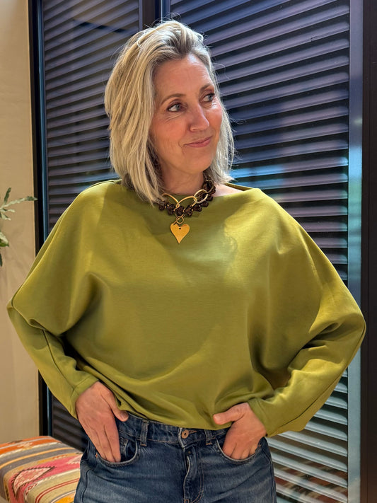 Azzurro Sweater Gaby Olijfgroen - Peet kleding