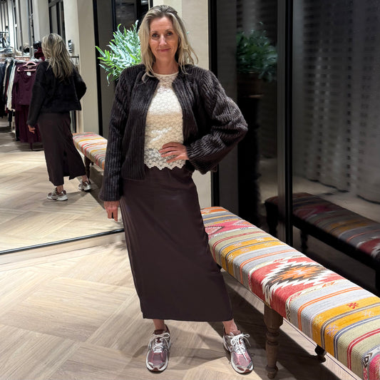 Ichi Jas Faux Fur Kora Bruin - Peet kleding