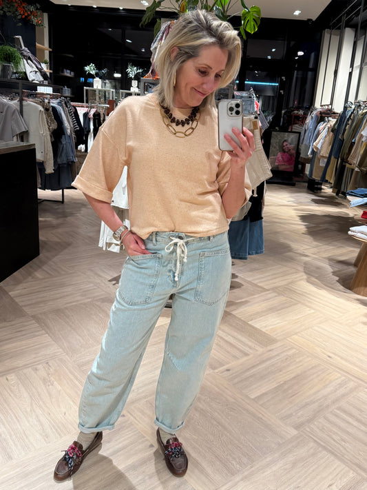 Yaya Sweater Omslag Mouw Peach - Peet kleding