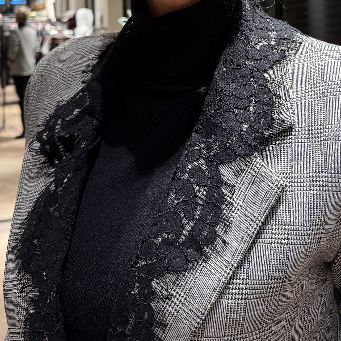 Blazer Grijze Ruit Kant - Peet kleding