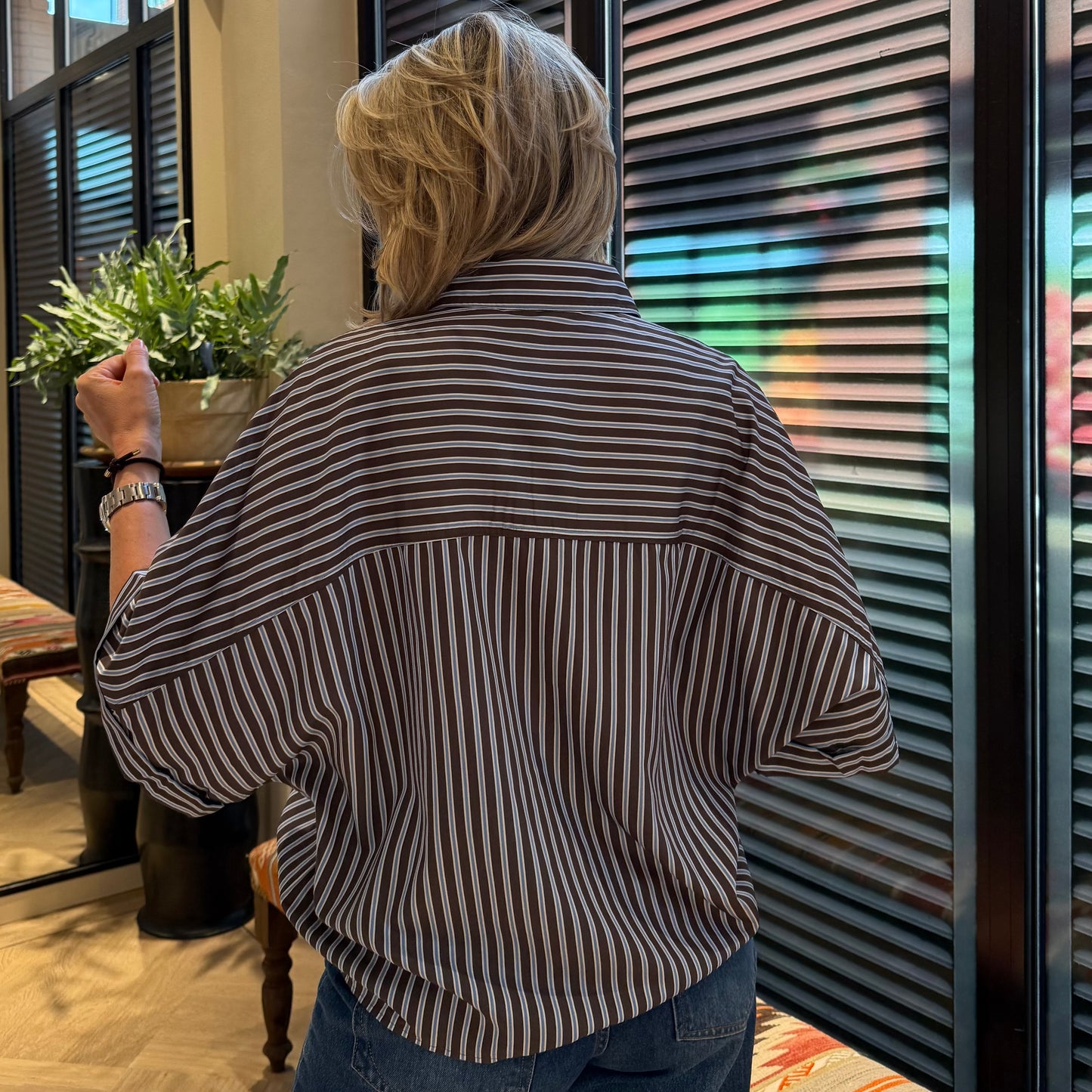 With Black Blouse Streep Bruin - Peet kleding