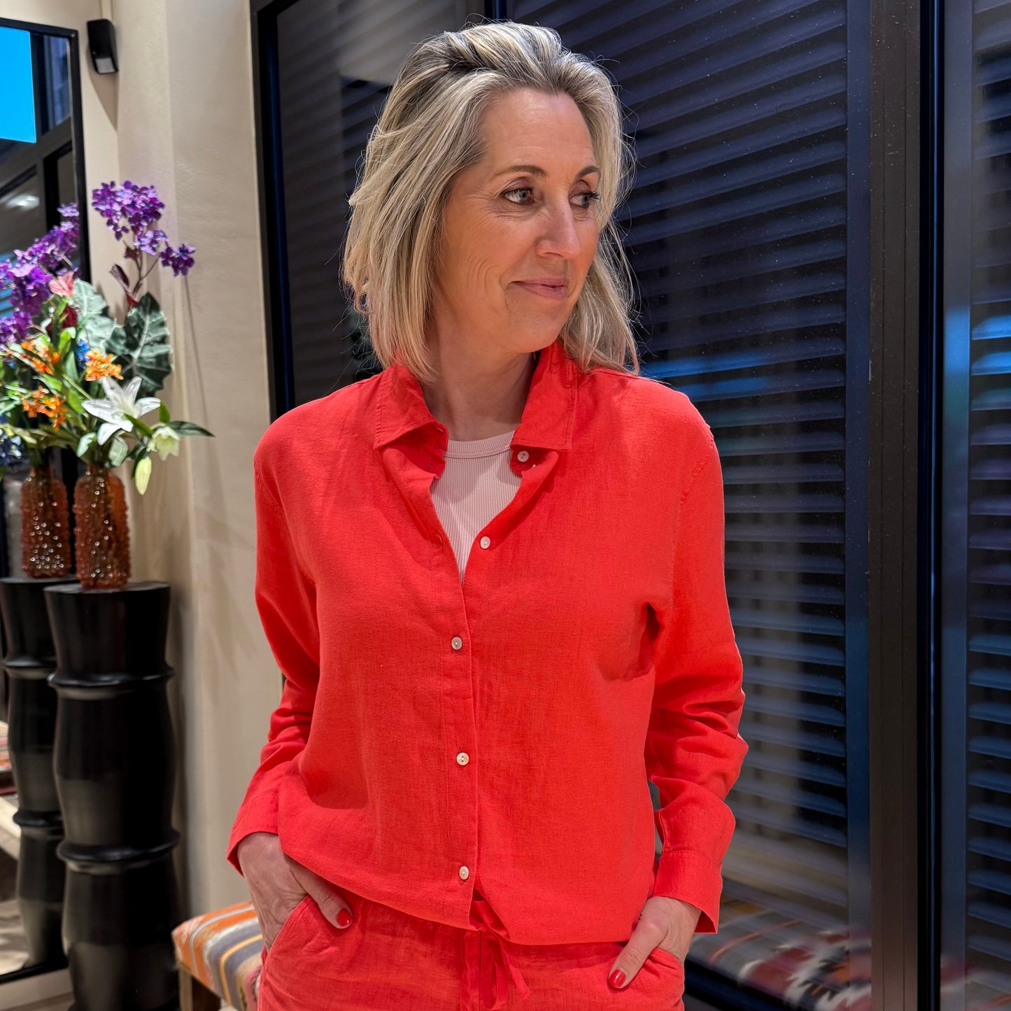 Ichi Blouse Linno Rood - Peet kleding