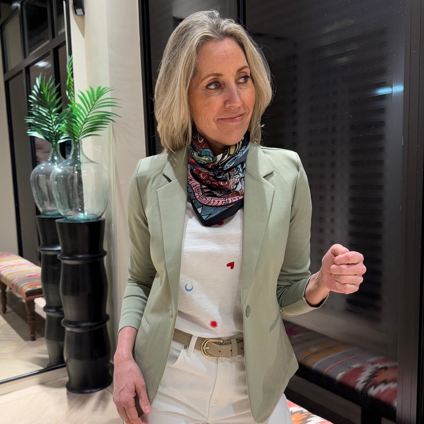 Ichi Blazer Kate Zachtgroen - Peet kleding