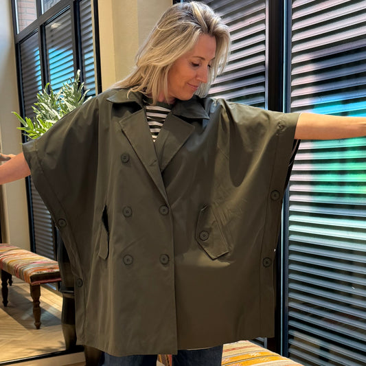 Trench Cape Jane Army Groen - Peet kleding