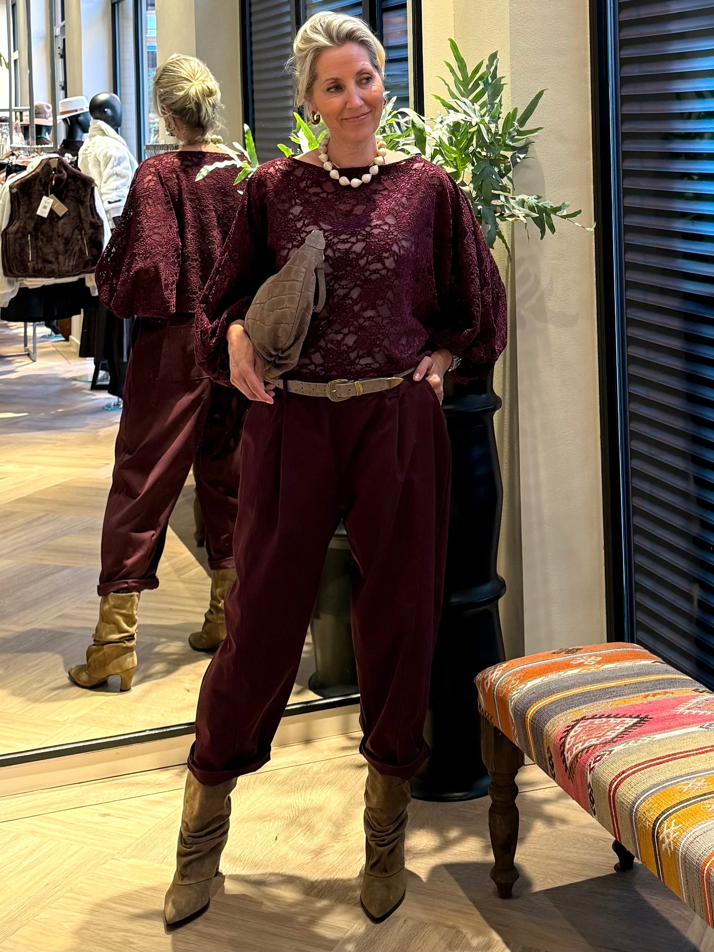 Broek Barrel Isa Aubergine