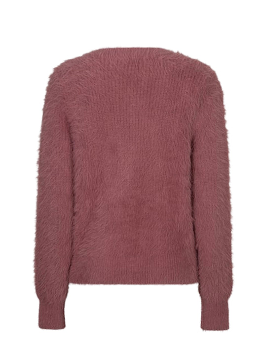 Red Button Vest Fuzzy Mauve
