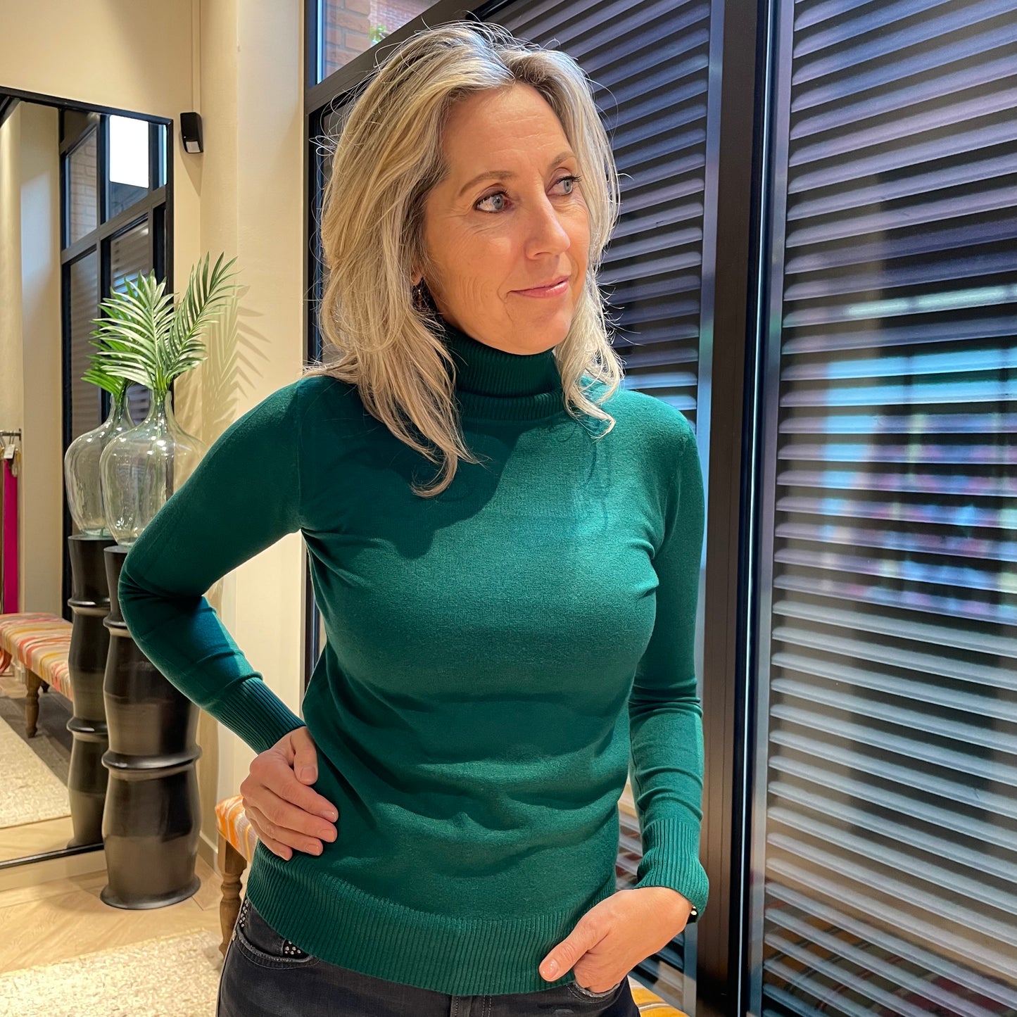 Basic Col Jet Groen - Peet kleding