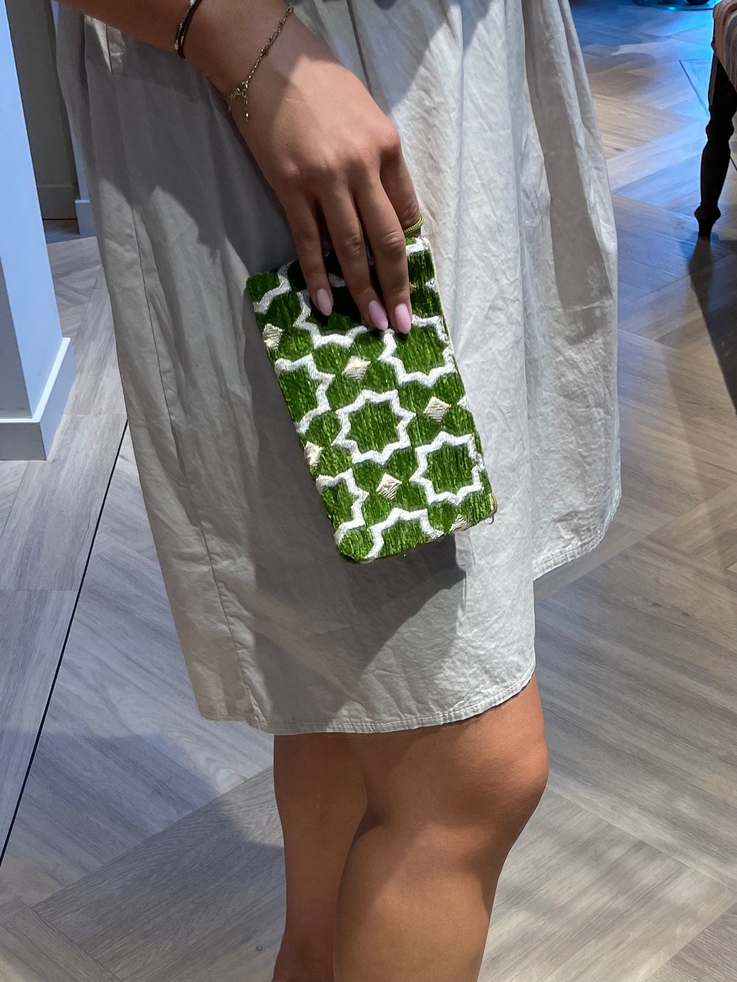 Portemonee Zelia Velour Print Groen