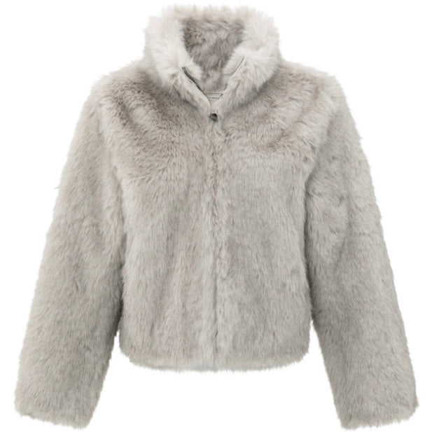 Yaya Faux Fur Jacket Grijs