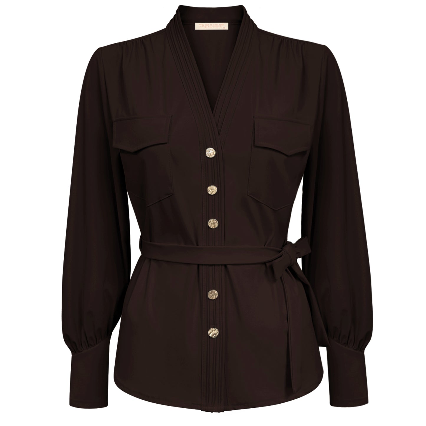 Triple Nine - Travel Blouse Megan Donkerbruin - 5926 - Peet kleding