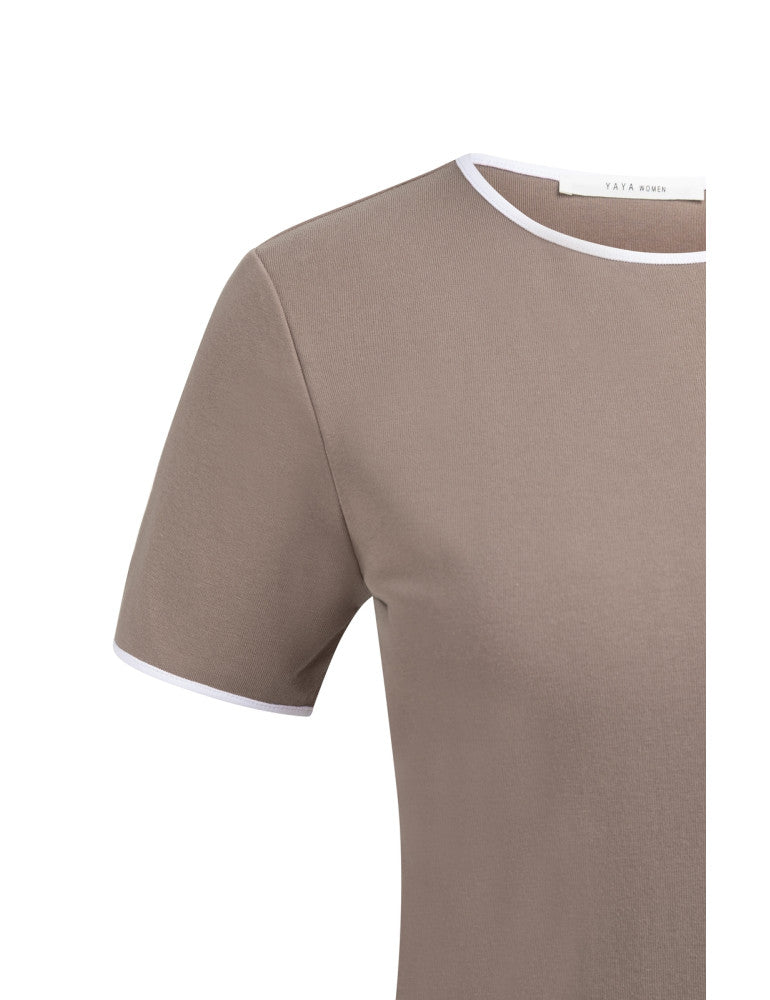 Yaya T-Shirt Taupe - Peet kleding