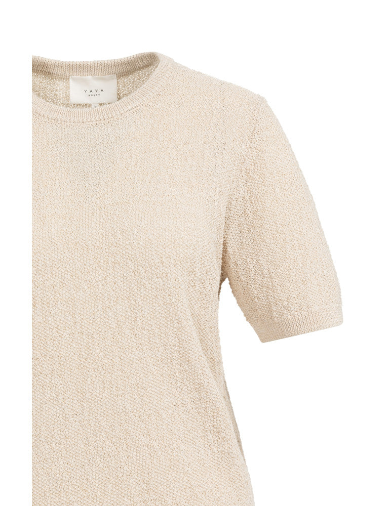 Yaya Trui Korte Mouw Beige - Peet kleding