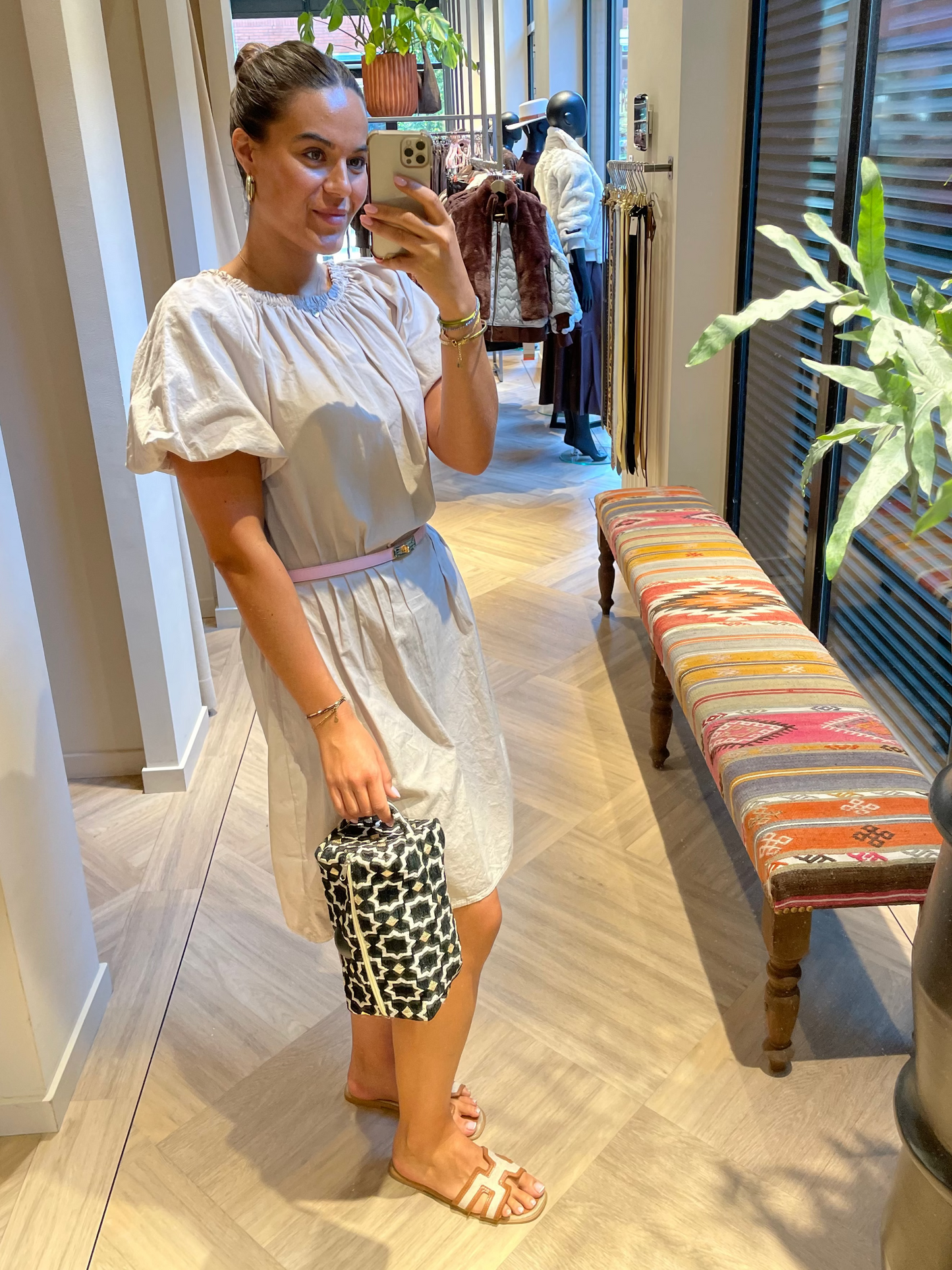 Toilet Tas Zelia Velour Print Zwart