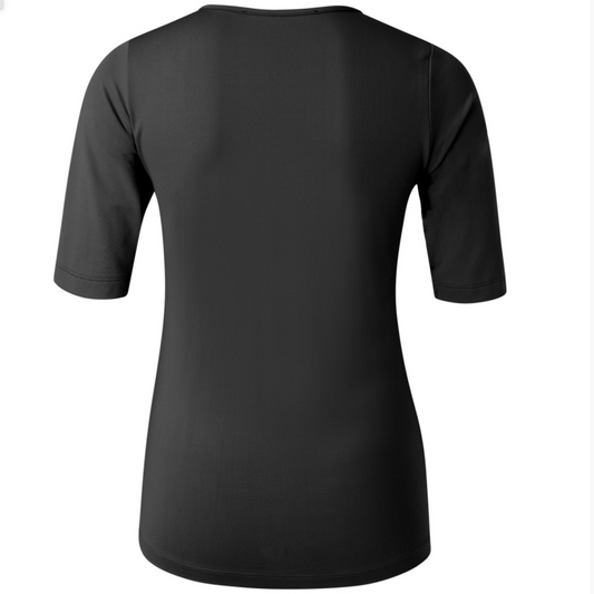 Yaya T-Shirt Ronde V-hals Zwart - Peet kleding