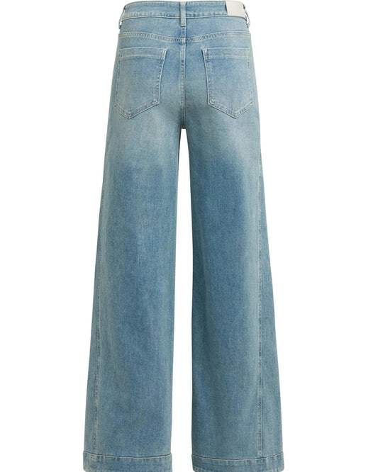 Yaya Jeans Wide Leg Naaddetails Mid Blue - Peet kleding