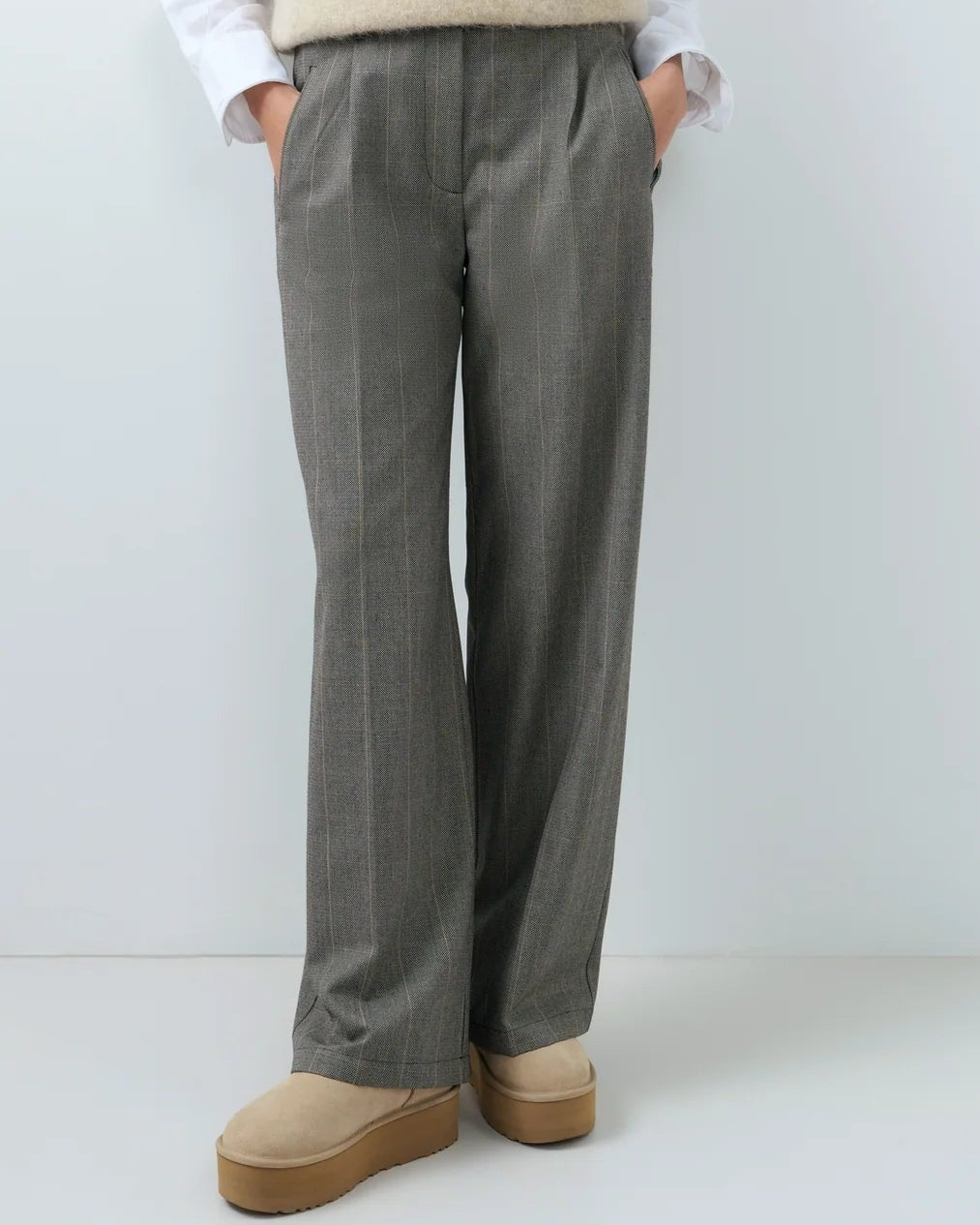 Yaya Pantalon Wide Leg Hole Black Dessin
