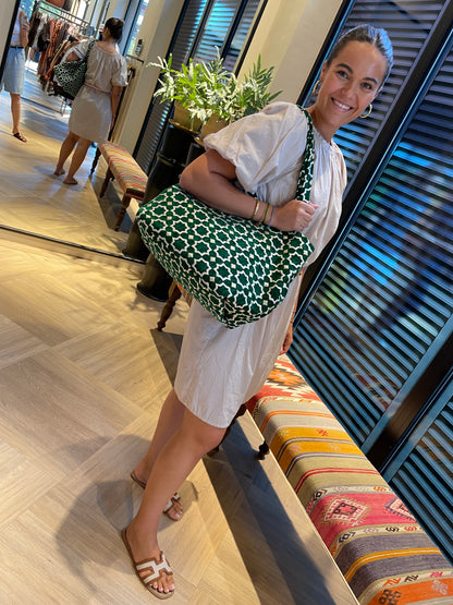 Tas Luca Maxi Velour Print Donkergroen