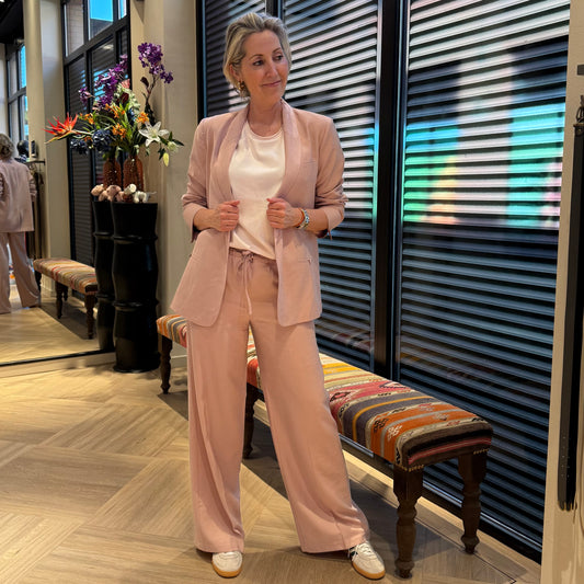 Yaya Wide Leg Satin Band Mauve Pink - Peet kleding