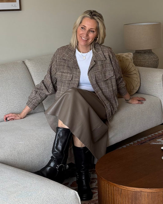 Rok Miriam Leather Taupe - Peet kleding
