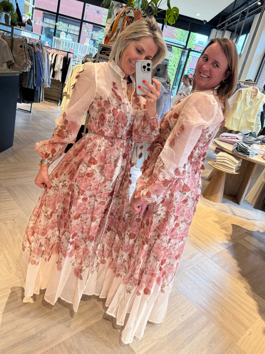Jurk Sandy Bloemenprint Ecru - Peet kleding