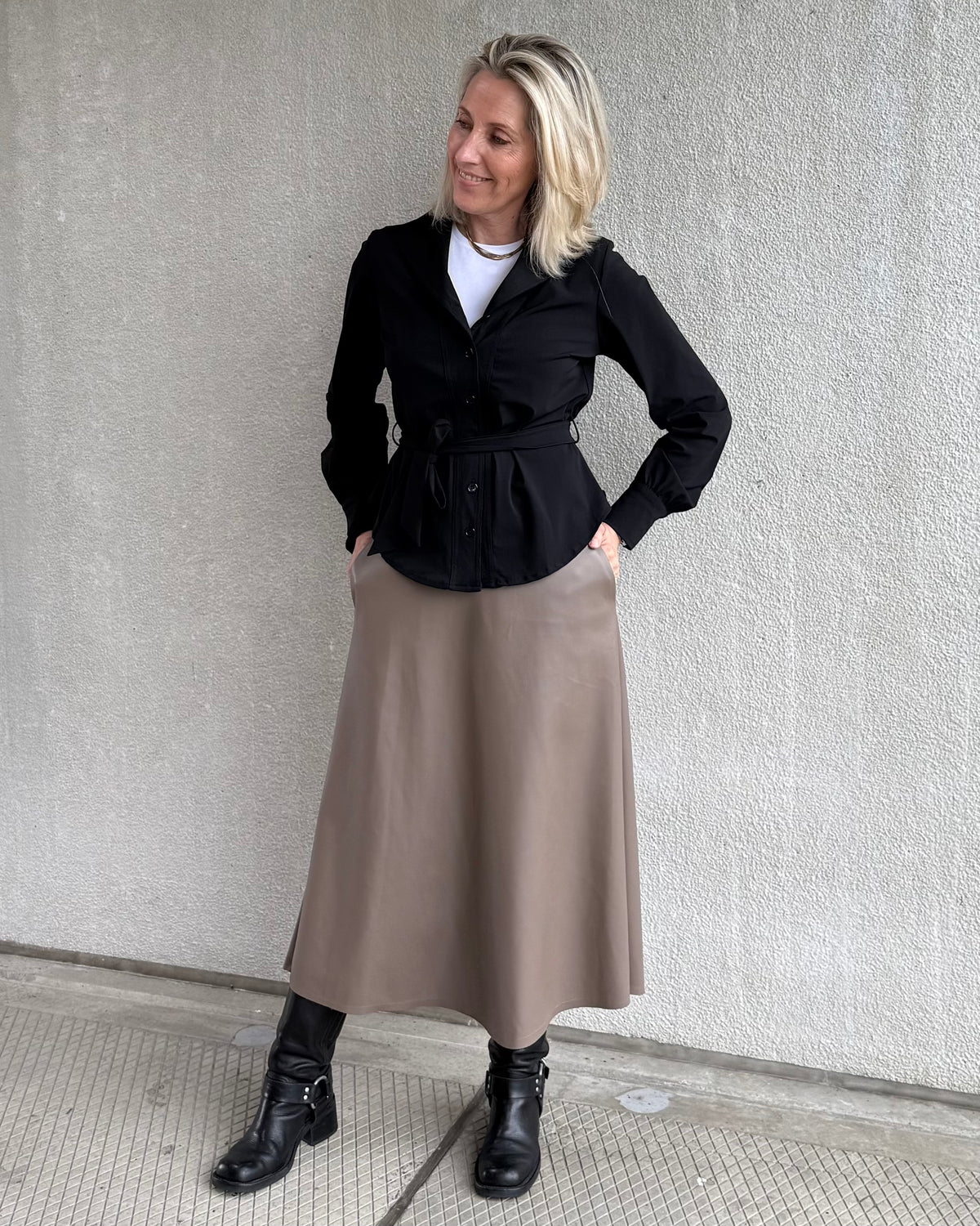 Rok Miriam Leather Taupe - Peet kleding