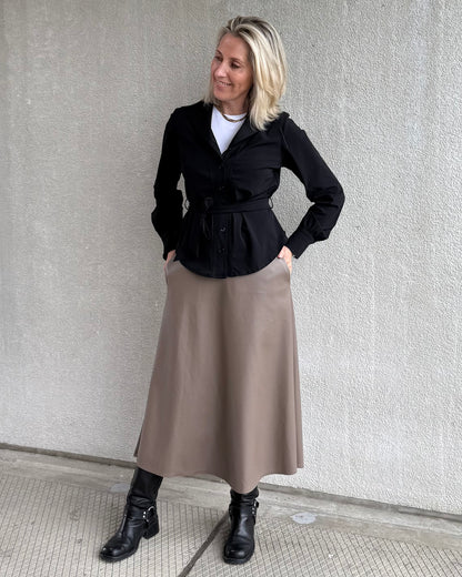 Rok Miriam Leather Taupe - Peet kleding