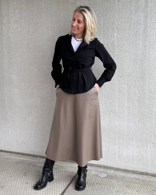 Rok Miriam Leather Taupe - Peet kleding