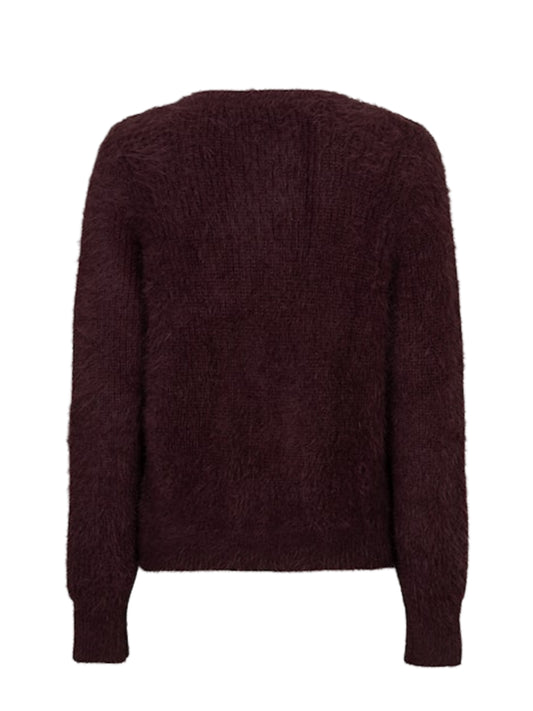 Red Button Vest Fuzzy Burgundy