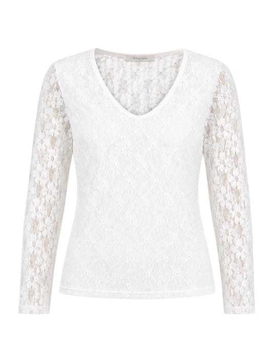 Triple Nine - Kanten Top Lucy Wit - Peet kleding