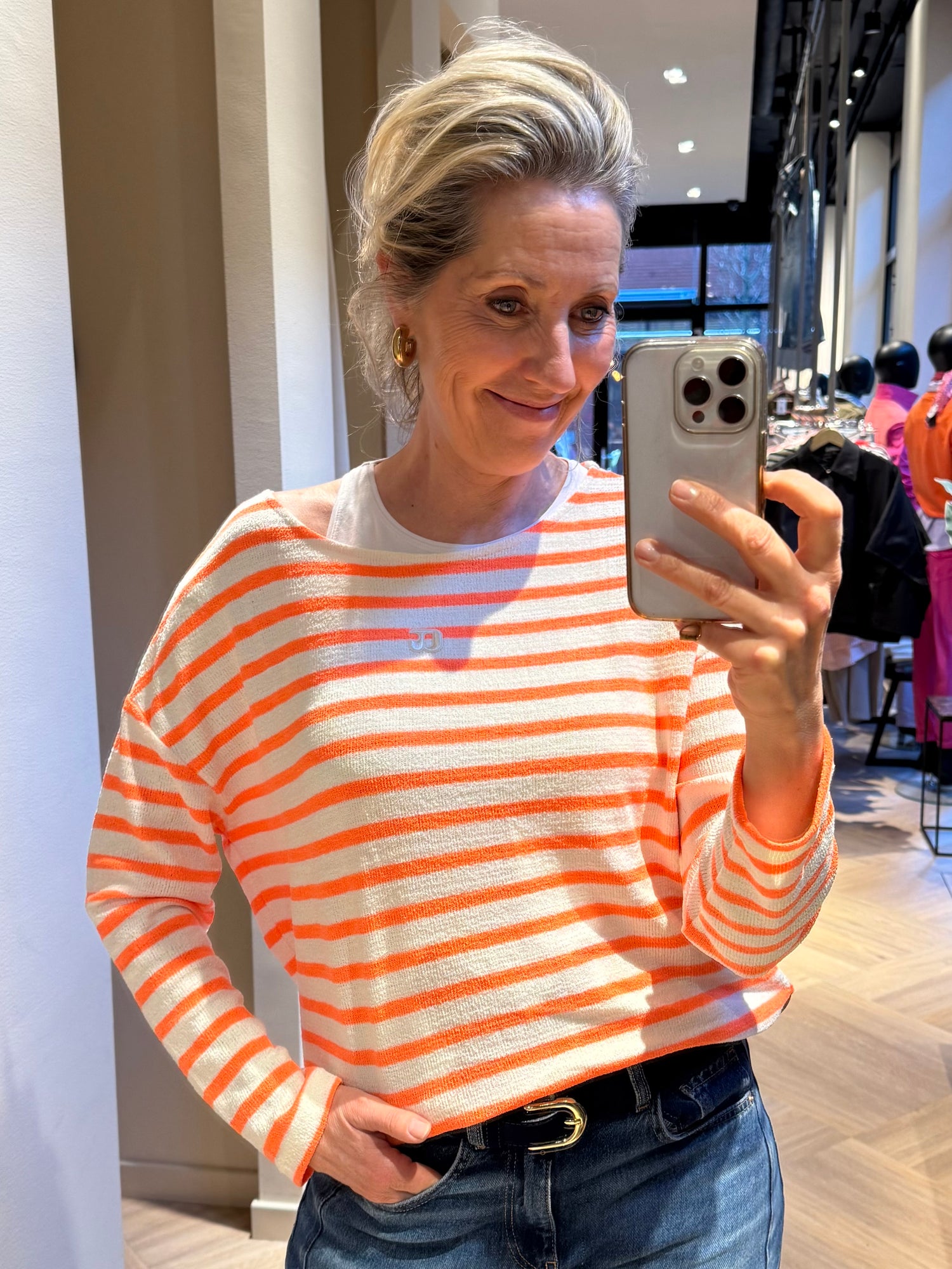 Le Temps Des Cerises Trui Frudette Oranje - Peet kleding