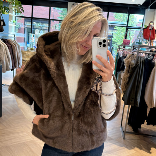 Bodywarmer Celia Faux Fur Choco - Peet kleding