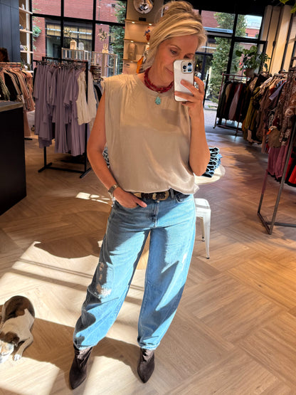 Yaya Top Silk Cashmere Grey
