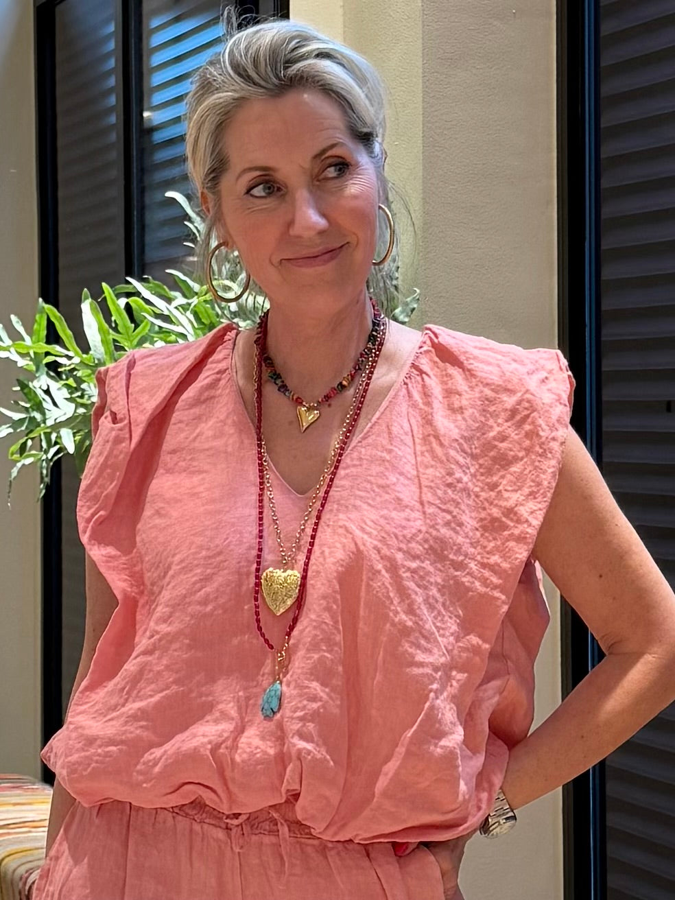 Blouse Linnen Boxy Roze - Peet kleding