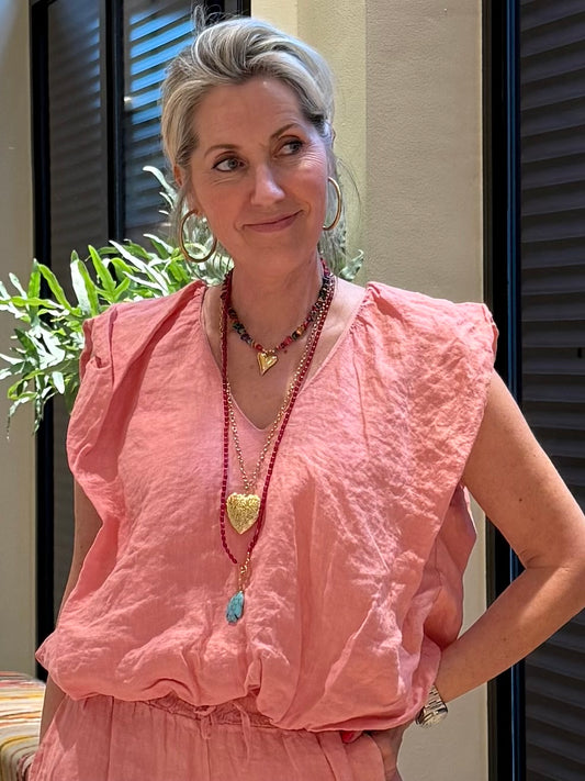 Blouse Linnen Boxy Roze - Peet kleding