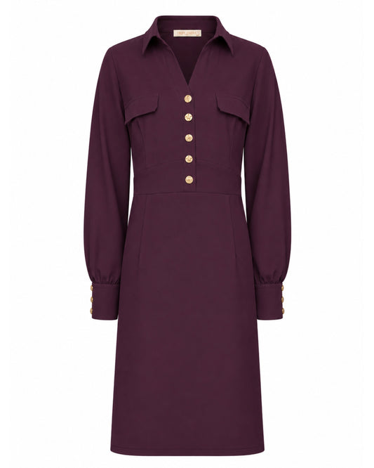 Triple Nine - Travel Jurk Melin Aubergine - 51810 - Peet kleding