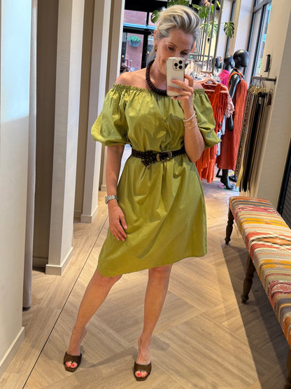 Jurk Claire Offshoulder Groen - Peet kleding