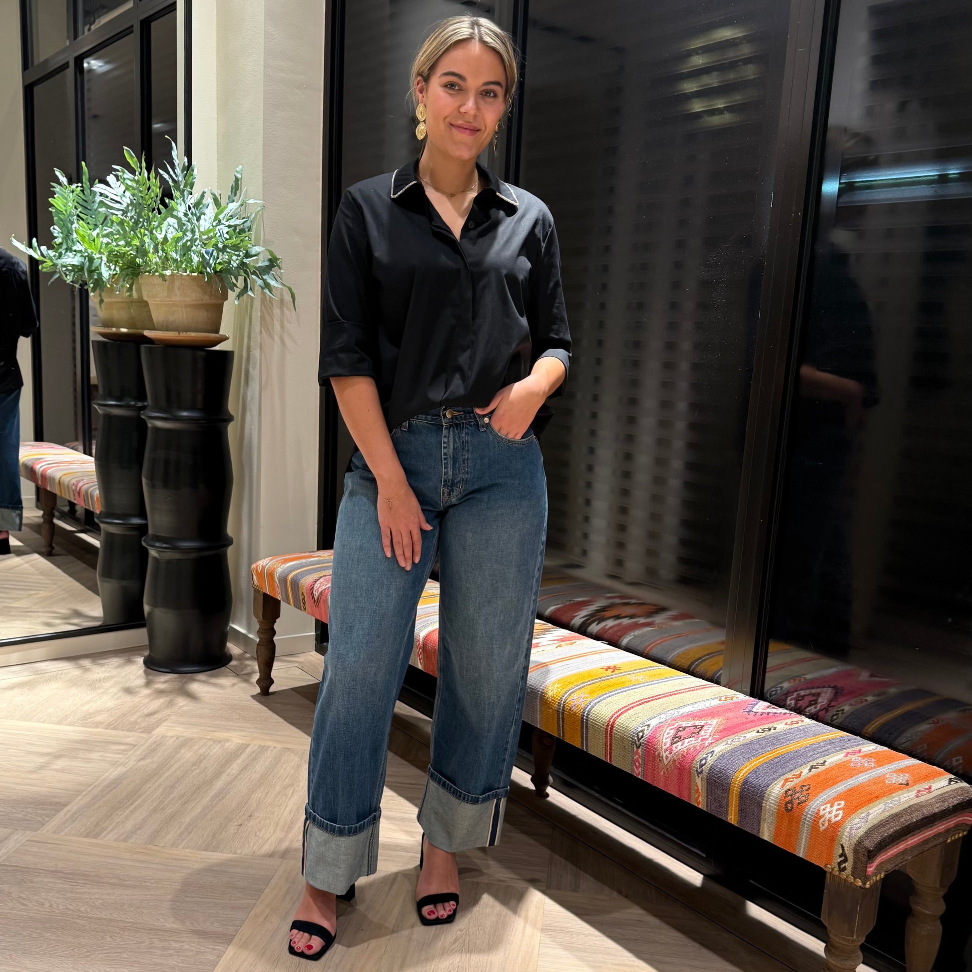 Blouse Lisa Zwart Schitter - Peet kleding