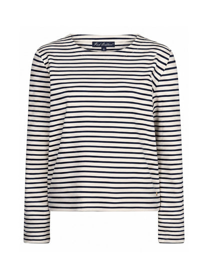 Red Button Shirt Terry Stripe Creme Navy - Peet kleding