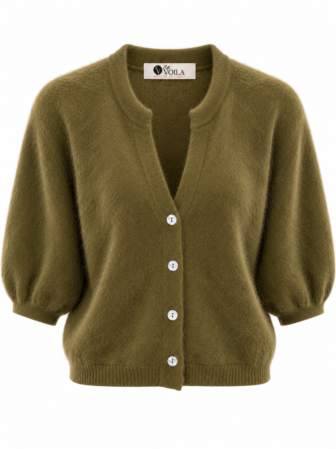 Angora Vest Spike Olijf - Peet kleding