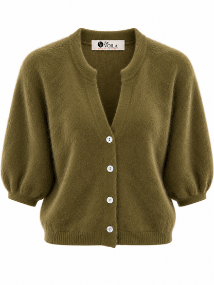 Angora Vest Spike Olijf - Peet kleding