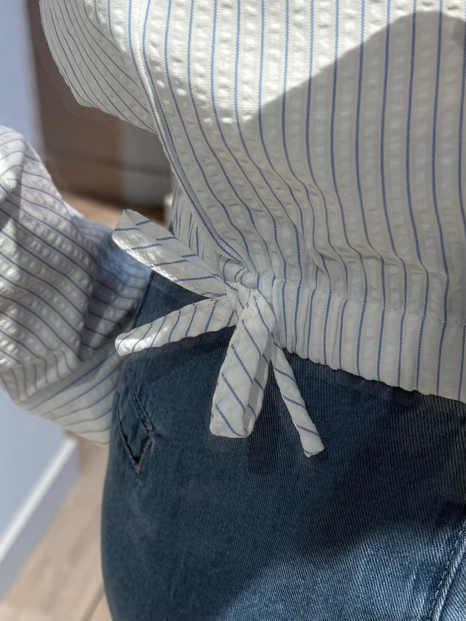 Geisha Blouse Streep Wit Blauw - Peet kleding