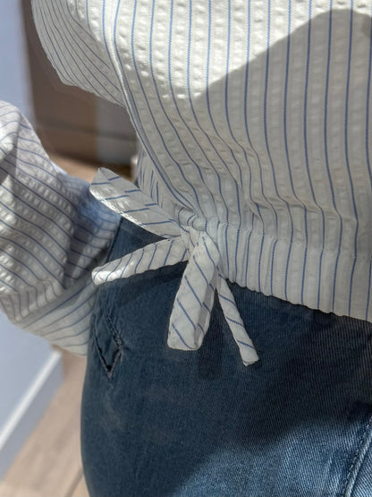 Geisha Blouse Streep Wit Blauw - Peet kleding