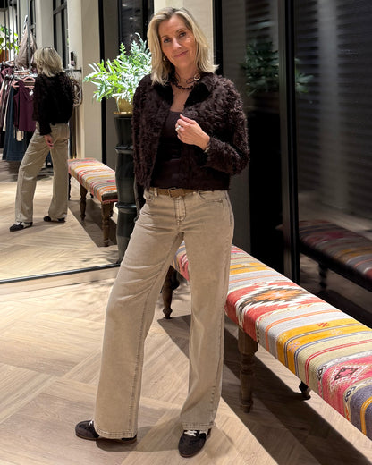 Red Button Bomber Fringes Espresso