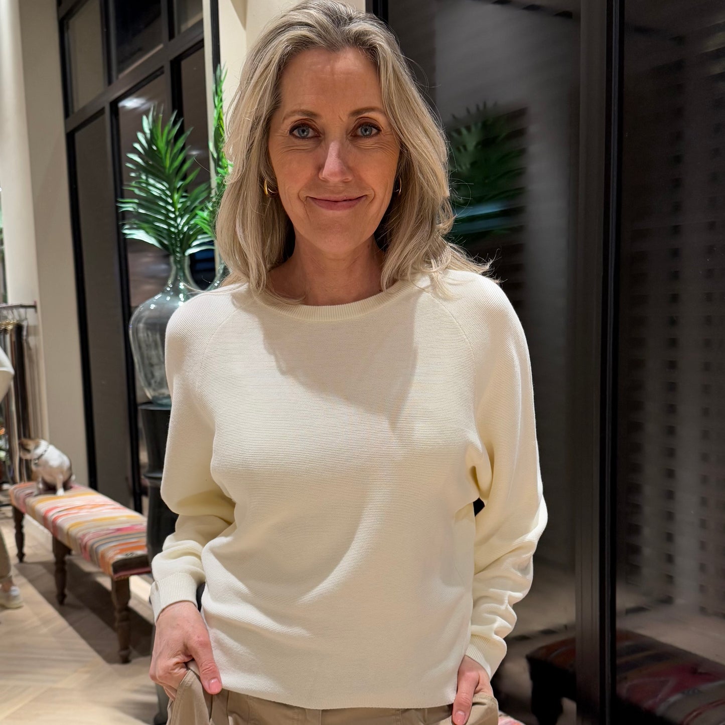 Yaya Trui Lange Mouw Offwhite - Peet kleding